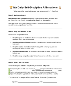 Hal's Self-Discipline Daily Affirmations